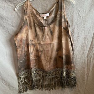 Pretty Angel -Green Shear Fringe Scoop Neck Tank Top